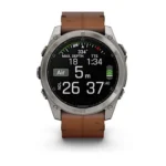 Montre Garmin Fenix 8 Amoled Sapphire Titanium Connectée Bracelet Cuir 51MM