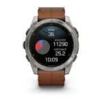 Montre Garmin Fenix 8 Amoled Sapphire Titanium Connectée Bracelet Cuir 51MM