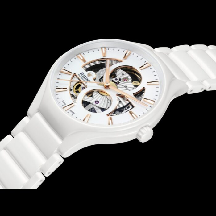 Montre Rado True Round Open Auto Cadran Blanc Bracelet Céramique 40MM