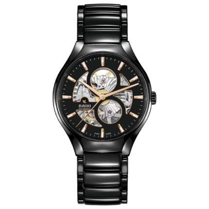 Montre Rado True Round Open Auto Cadran Noir Bracelet Céramique 40MM