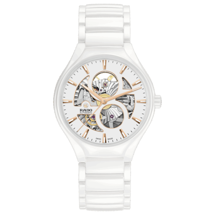 Montre Rado True Round Open Auto Cadran Blanc Bracelet Céramique 40MM