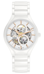 Montre Rado True Round Open Auto Cadran Blanc Bracelet Céramique 40MM