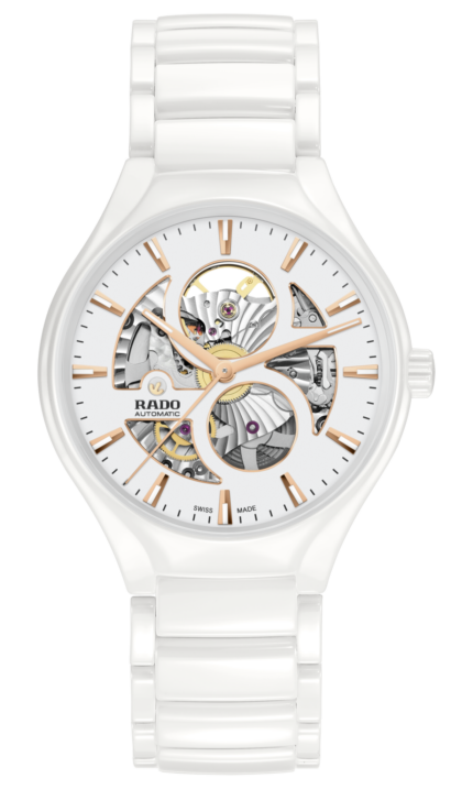 Montre Rado True Round Open Auto Cadran Blanc Bracelet Céramique 40MM