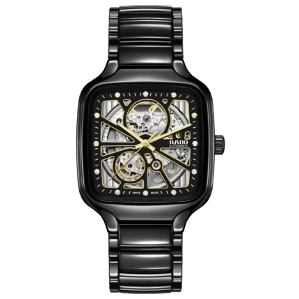 Rado True Square Open Heart Auto Watch Ceramic Bracelet 38MM