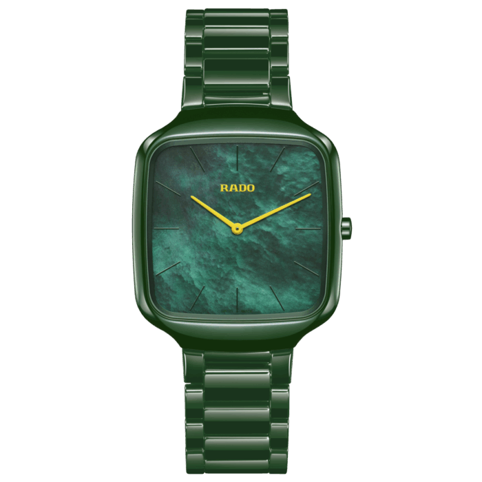 Montre Rado True Square Thinline Quartz Cadran Vert Bracelet Céramique 37MM