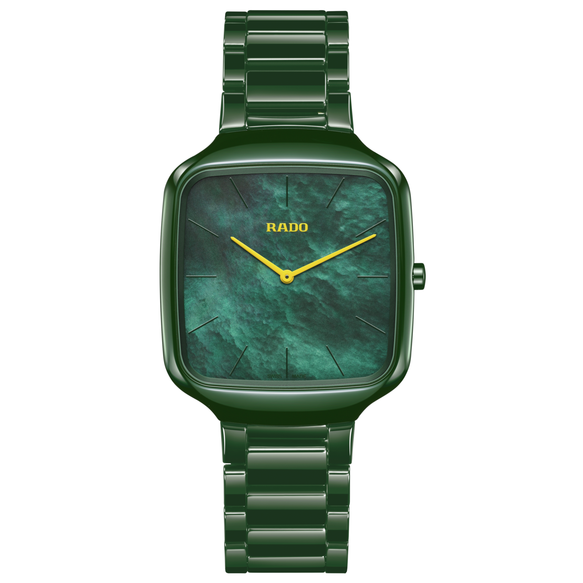 Montre Rado True Square Thinline Quartz Cadran Vert Bracelet Céramique 37MM
