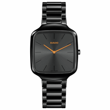 Rado True Square Thinline Quartz Watch Black Dial Ceramic Bracelet 37MM