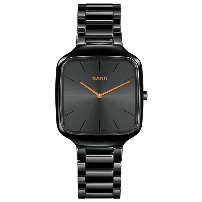 Montre Rado True Square Thinline Quartz Cadran Noir Bracelet Céramique 37MM