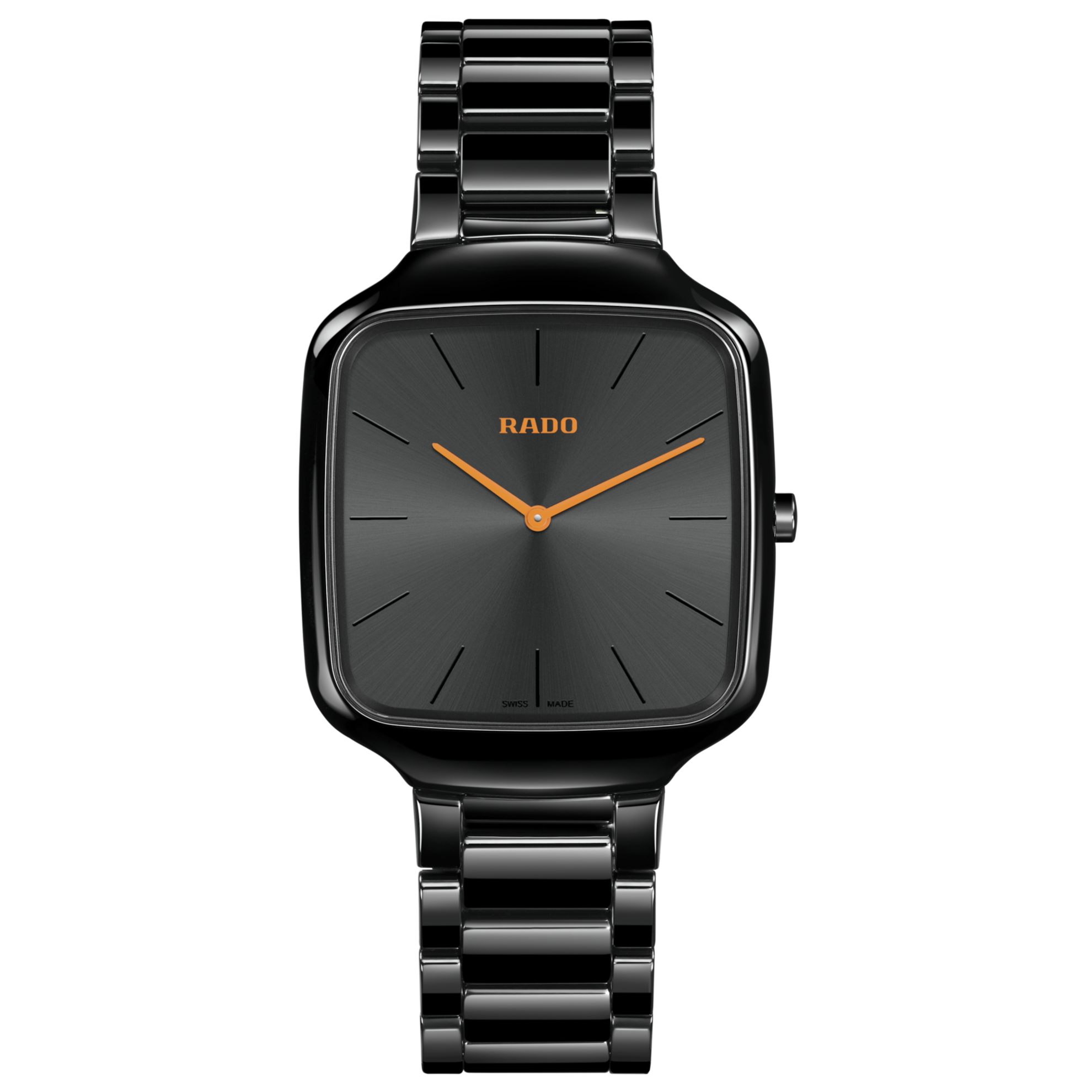 Montre Rado True Square Thinline Quartz Cadran Noir Bracelet Céramique 37MM