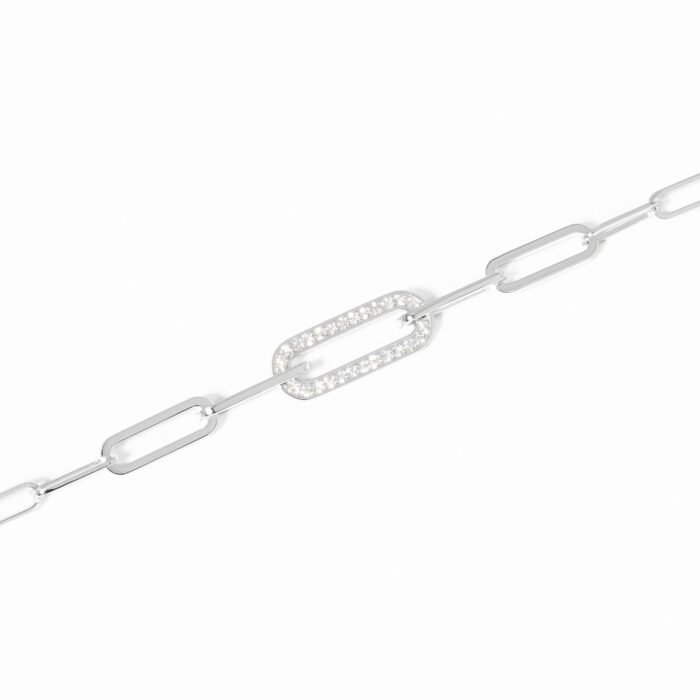 Bracelet Dinh Van Maillon Petit Modèle Diamants Or Blanc