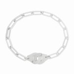 Bracelet Dinh Van Menottes sur Chaîne Grand Modèle 22cm Platine