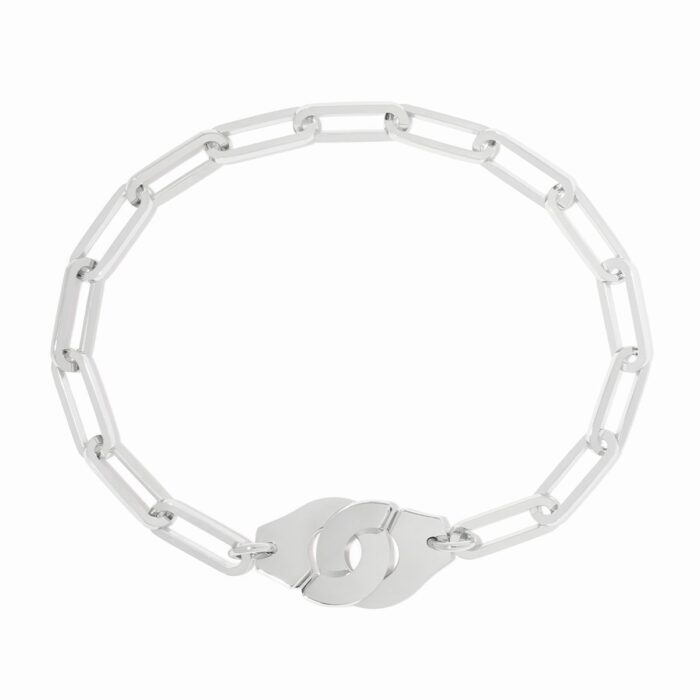 Bracelet Dinh Van Menottes sur Chaîne Grand Modèle 22cm Platine
