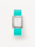 Bracelet Montre Poiray Cuir Veau Vernis Bleu Lagon