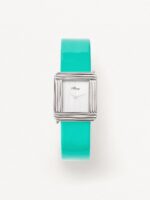 Bracelet Montre Poiray Cuir Veau Vernis Bleu Lagon