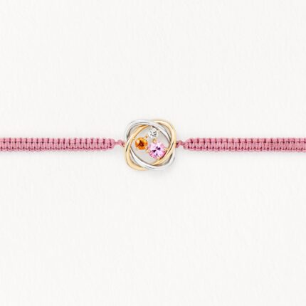 Bracelet Poiray Tresse Précieuse sur Cordon Macramé Diamants Or Blanc & Or Jaune