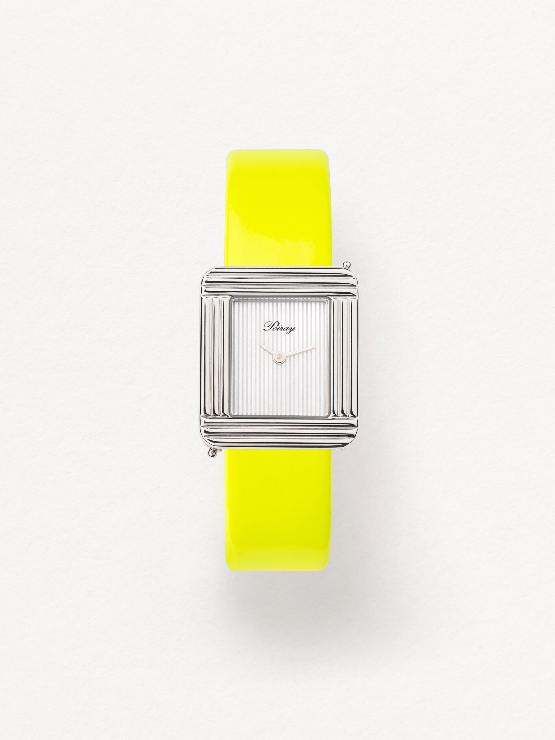 Bracelet Montre Poiray Cuir Veau Vernis Jaune