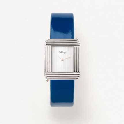 Bracelet Montre Poiray Cuir Veau Vernis Bleu