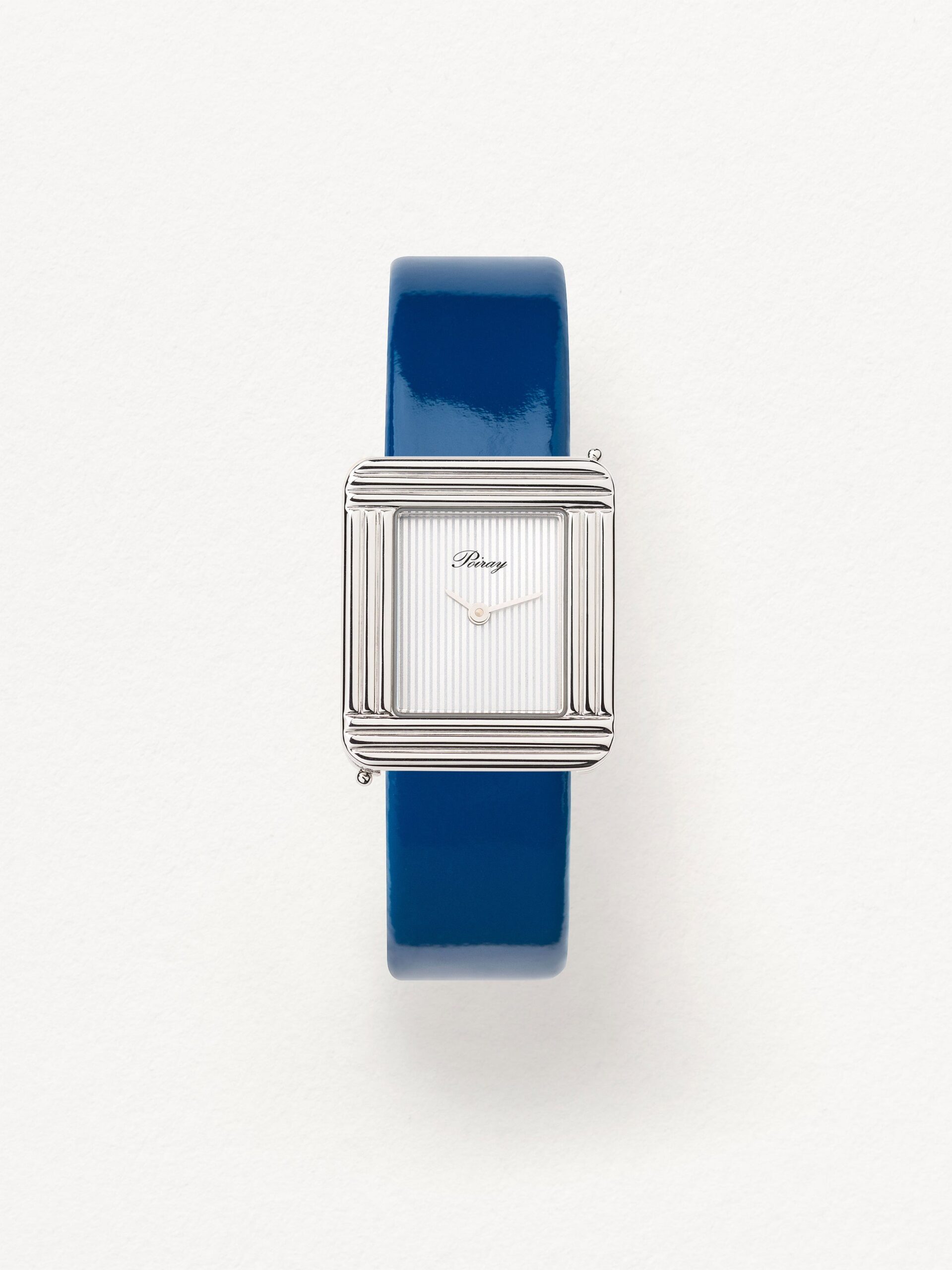 Bracelet Montre Poiray Cuir Veau Vernis Bleu