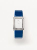 Bracelet Montre Poiray Cuir Veau Vernis Bleu