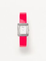 Bracelet Montre Poiray Cuir Veau Vernis Rose Fluo