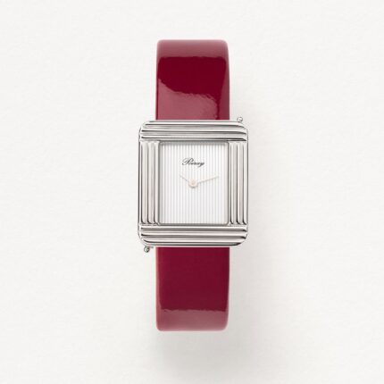 Bracelet Montre Poiray Cuir Veau Vernis Cerise