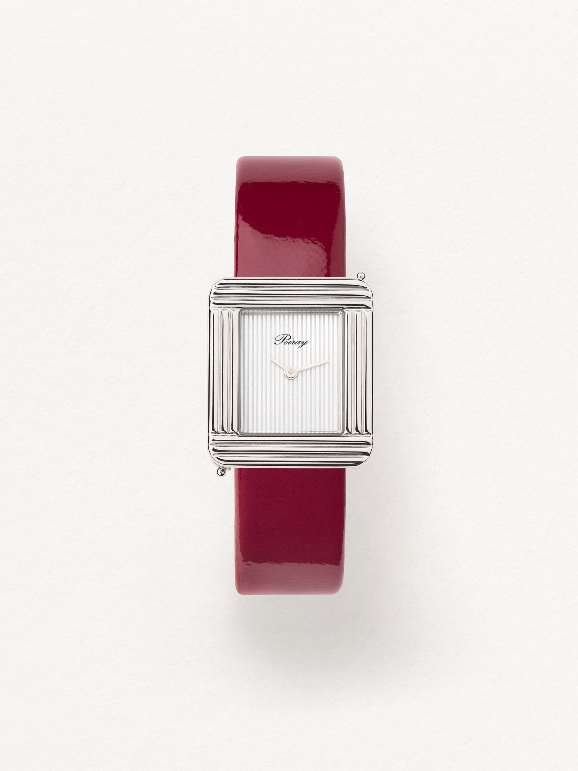 Bracelet Poiray Watch Cuir Veau Vernis Cerise