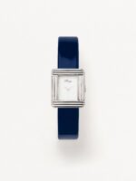 Bracelet Montre Poiray Cuir Veau Vernis Bleu Marine