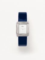 Bracelet Montre Poiray Cuir Veau Vernis Bleu Marine