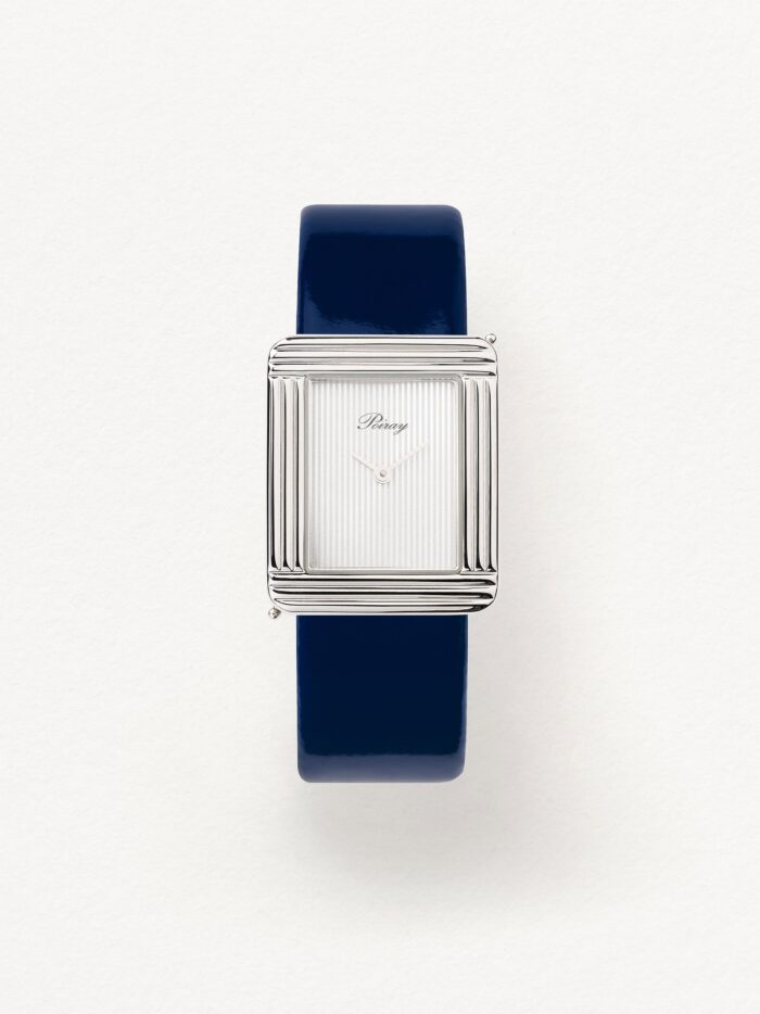 Bracelet Montre Poiray Cuir Veau Vernis Bleu Marine