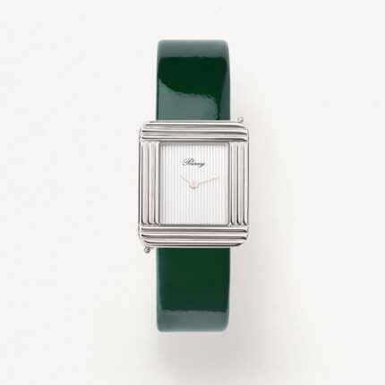 Bracelet Montre Poiray Cuir Veau Vernis Vert Bouteille