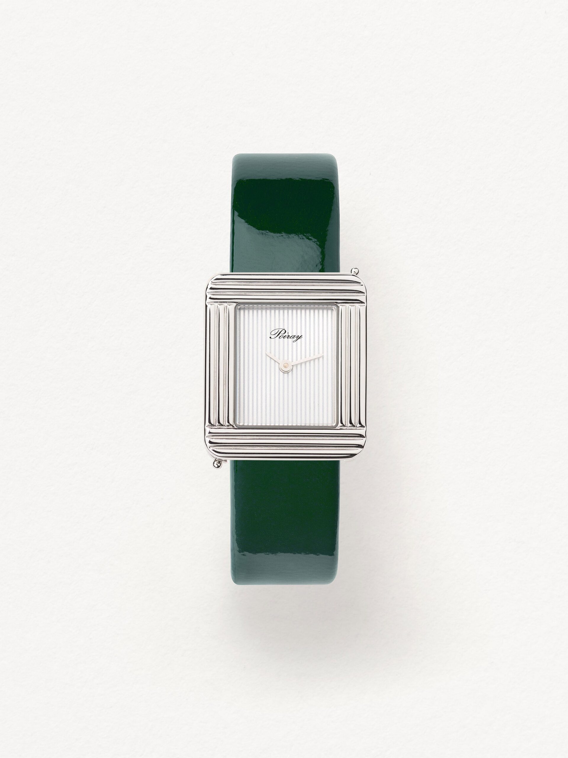 Watch Bracelet Poiray Cuir Veau Vernis Vert Bouteille