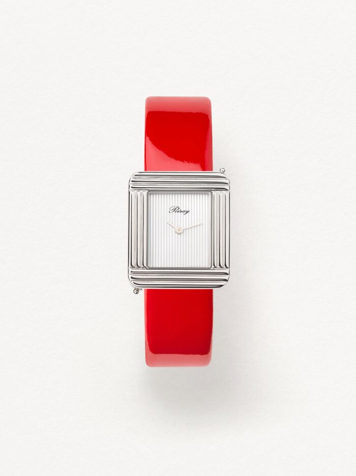 Bracelet Montre Poiray Cuir Veau Vernis Rouge