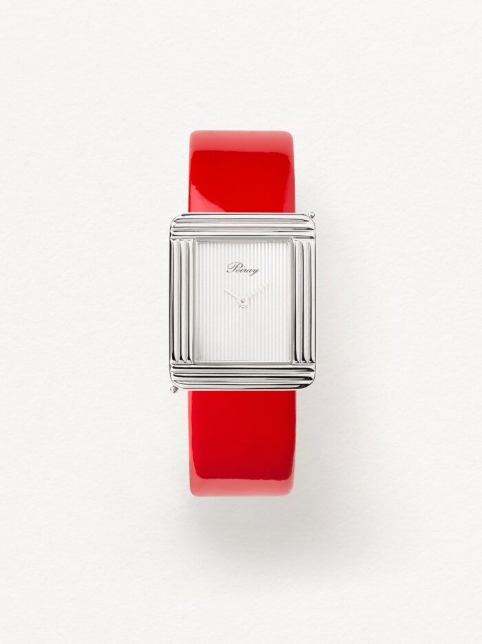 Bracelet Montre Poiray Cuir Veau Vernis Rouge