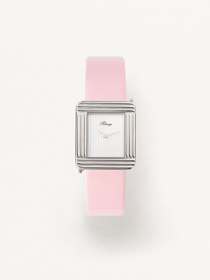 Bracelet Montre Poiray Cuir Veau Vernis Rose Clair