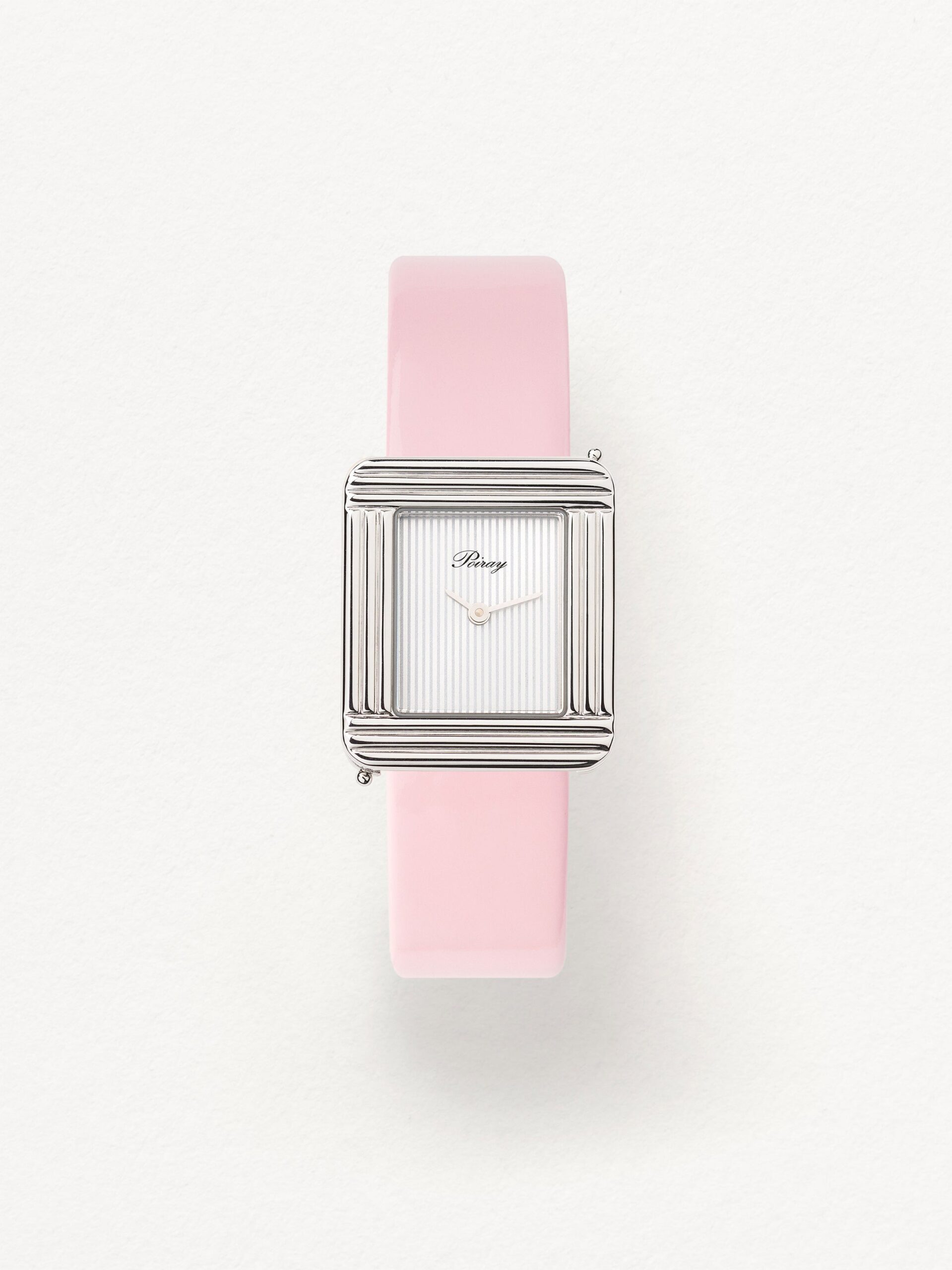 Bracelet Poiray Watch Cuir Veau Vernis Rose Clair