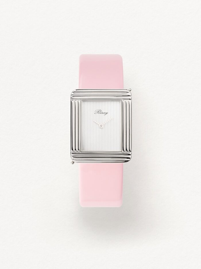 Bracelet Montre Poiray Cuir Veau Vernis Rose Clair