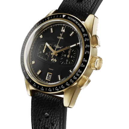 Montre Yema Rallygraf Meca-Quartz II Cadran Noir Bracelet Cuir 40MM