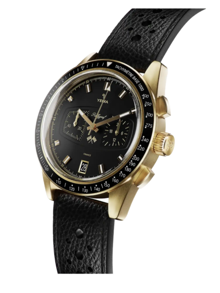 Montre Yema Rallygraf Meca-Quartz II Cadran Noir Bracelet Cuir 40MM