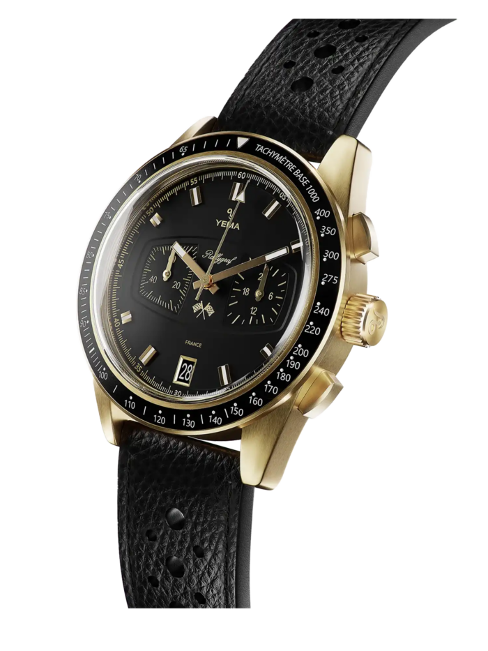 Montre Yema Rallygraf Meca-Quartz II Cadran Noir Bracelet Cuir 40MM