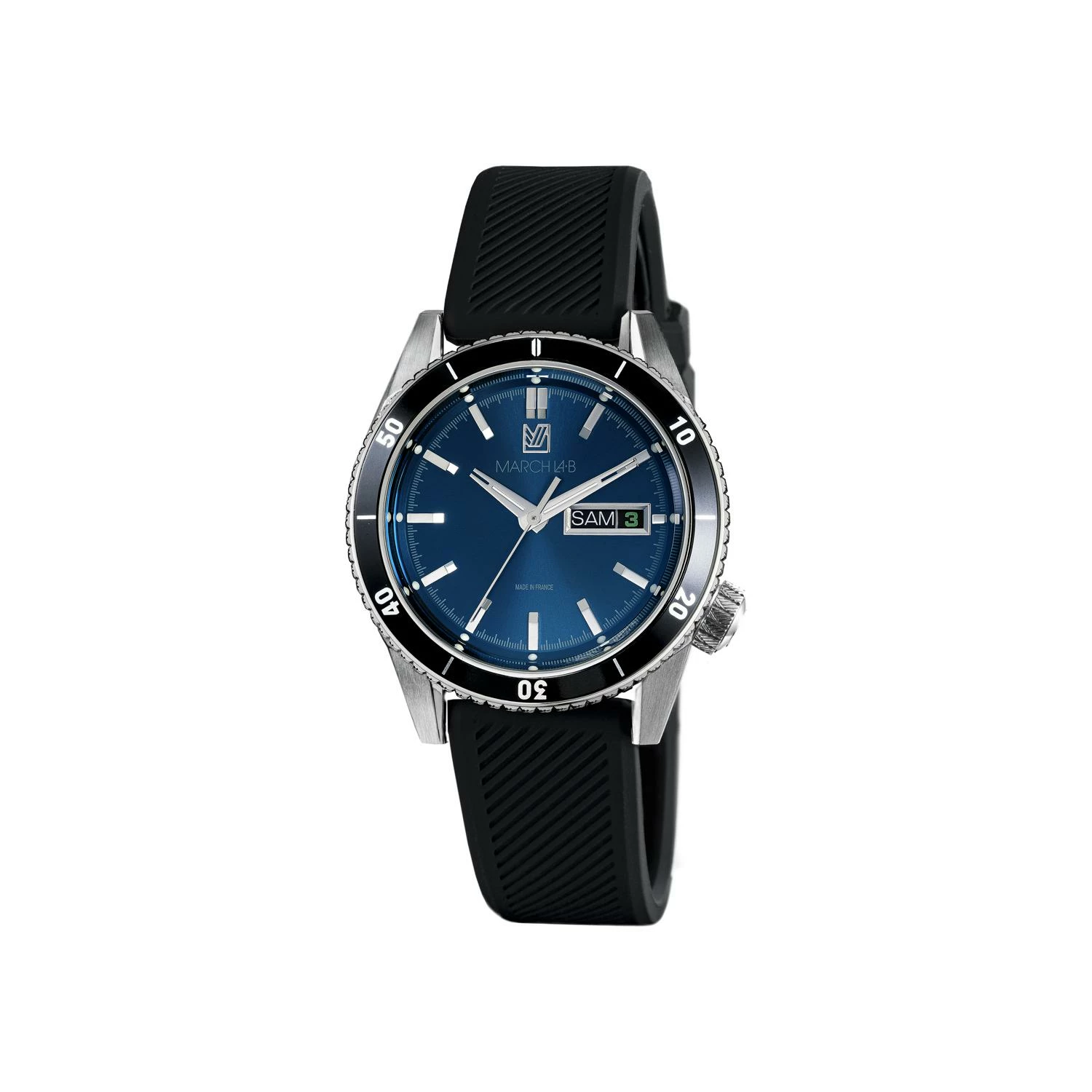 Montre MARCH LA.B Bonzer Electrique Cadran Ocean Bracelet Silicone Noir