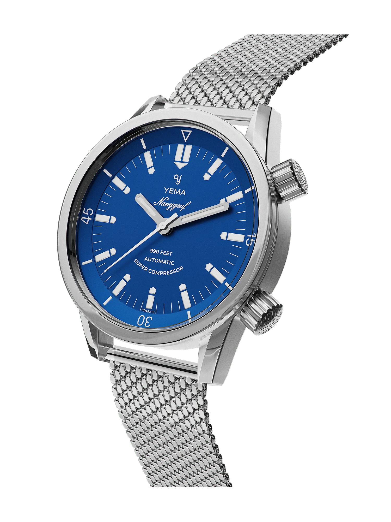 Montre Yema Navygraf Super Compressor Auto Cadran Bleu