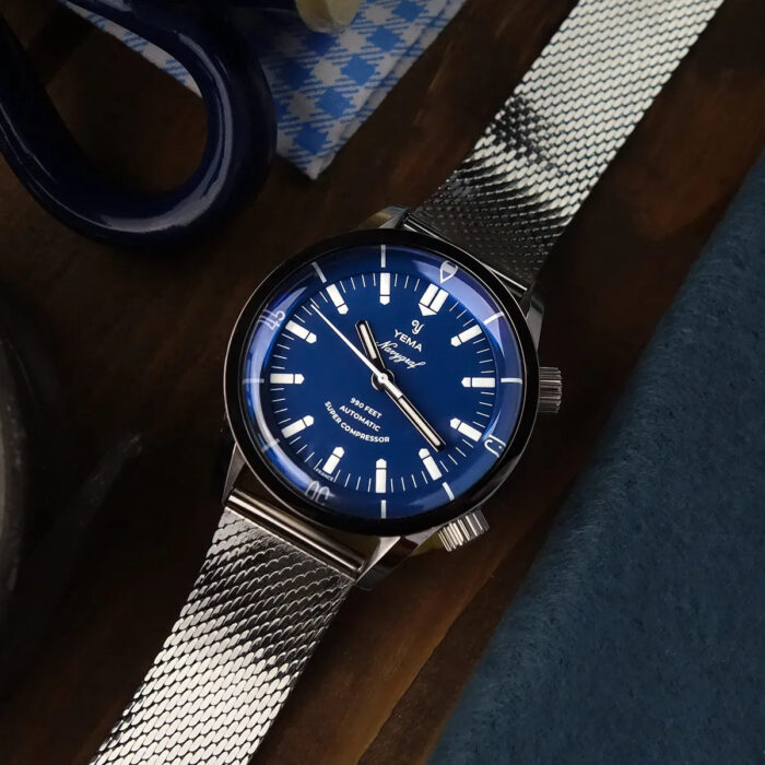 Montre Yema Navygraf Super Compressor Auto Cadran Bleu