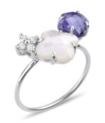 Bague Morganne Bello Bouquet Iolite et Nacre Blanche & Diamants Or Blanc