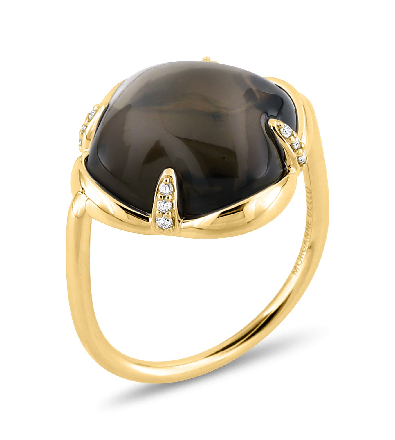 Morganne Bello Songe Smoky Quartz and Yellow Gold Diamond Ring