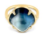 Bague Morganne Bello Songe Topaze Blue London et Diamants Or Jaune