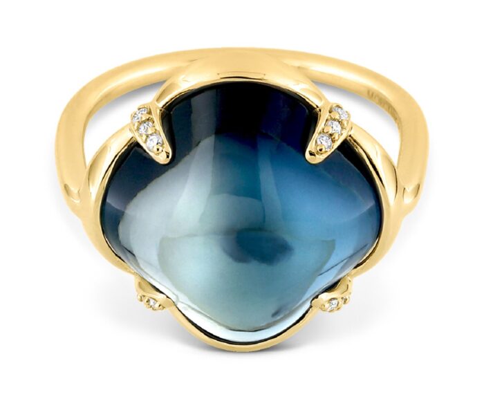 Bague Morganne Bello Songe Topaze Blue London et Diamants Or Jaune