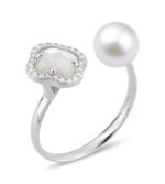 Bague Morganne Bello Victoria Perles et Nacre Blanche & Diamants Or Blanc