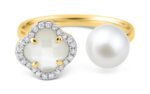 Bague Morganne Bello Victoria Perles et Nacre Blanche & Diamants Or Jaune