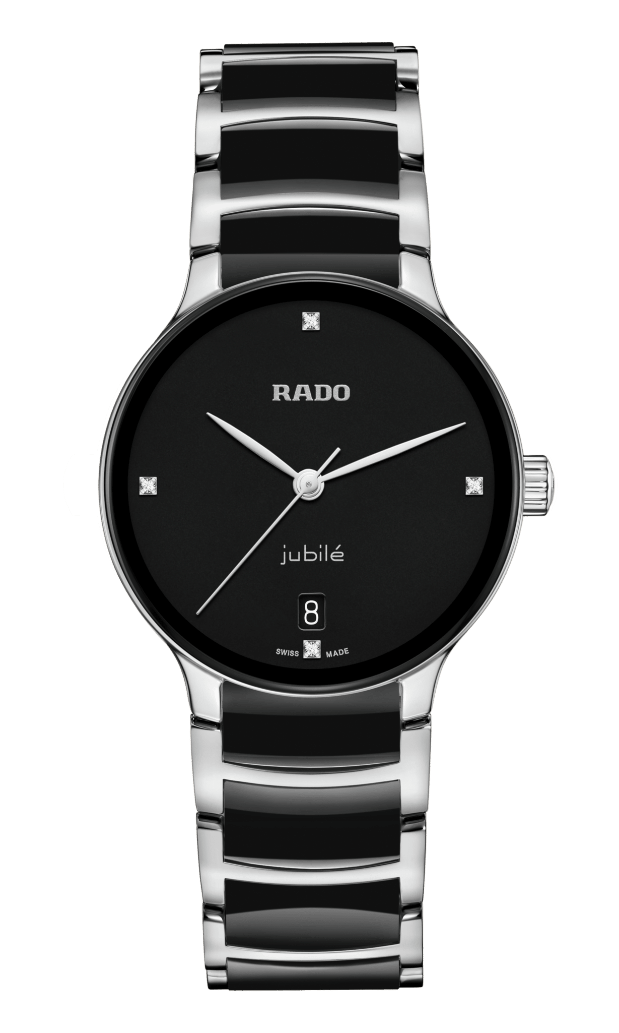 Rado Centrix Diamonds Quartz Watch Black Dial Ceramic Bracelet 35MM