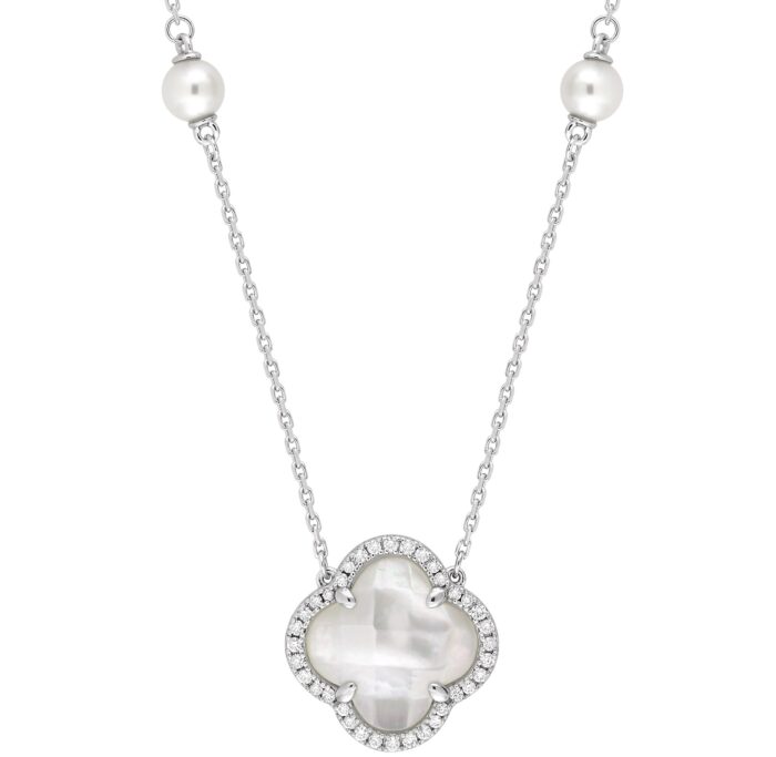 Collier Morganne Bello Victoria Perles et Nacre Blanche Or Blanc